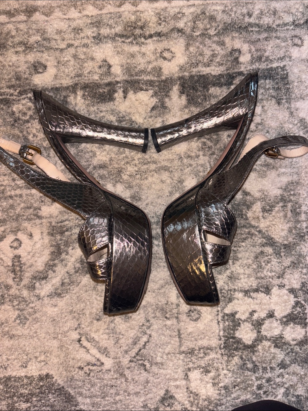 Prada Metallic Snakeskin Heels Size 40 - Picture 2 of 4
